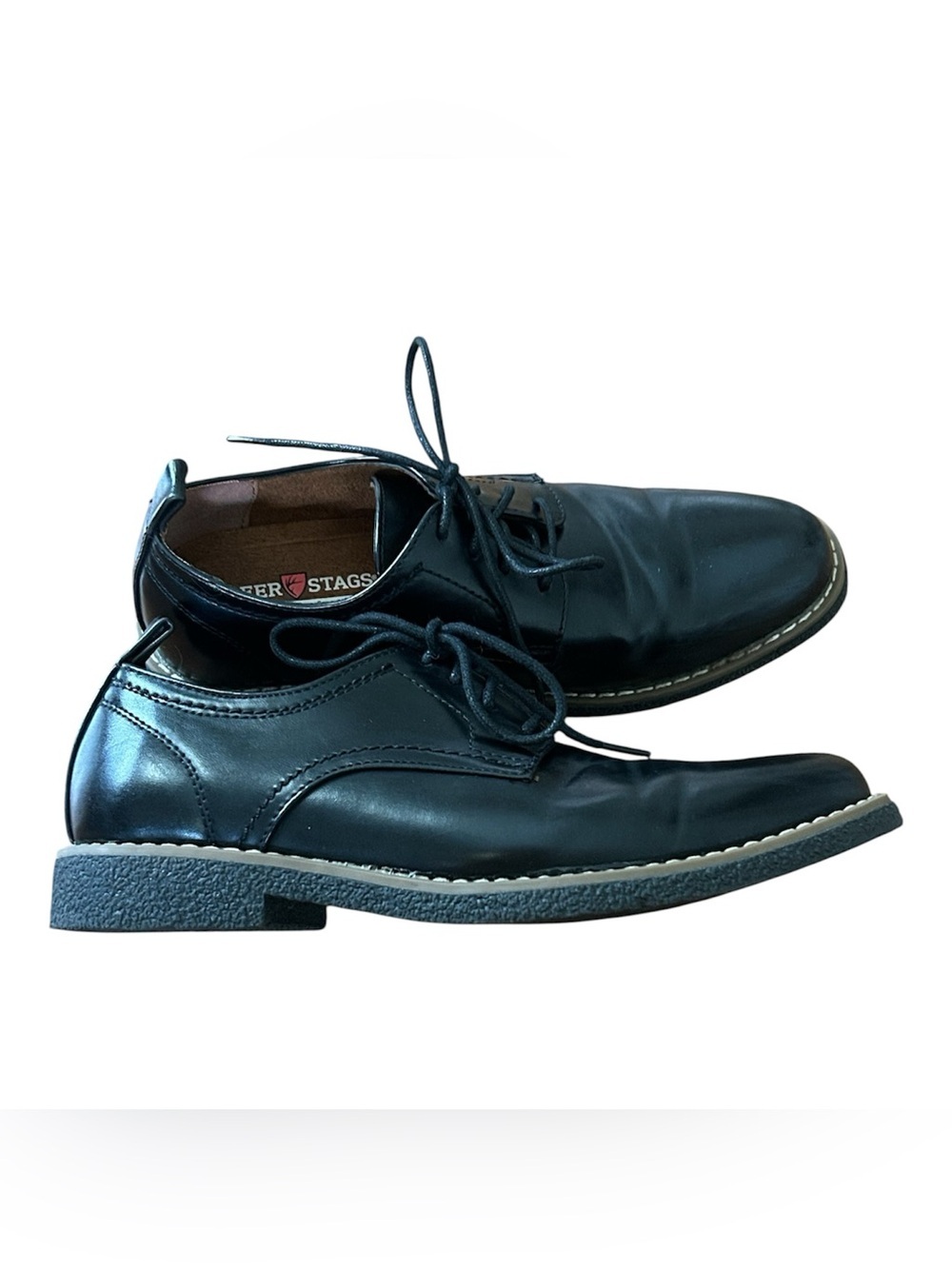 Deer Stags Zander Black Oxford Dress Shoes Memory Foam Lace Up Boys Size 4M